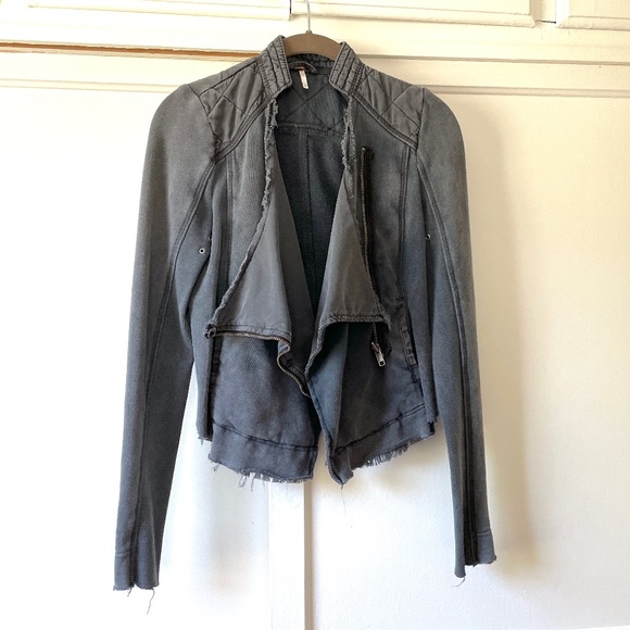 Free people cotton deals shrunken moto jacket
